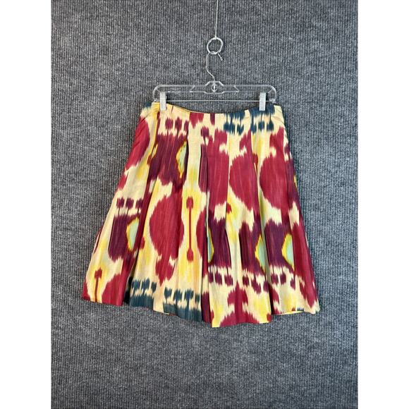 Ralph Lauren Womens Printed Silk Skirt Sz 8 Lined Multi Color Luxe Artsy Pockets - Picture 2 of 9